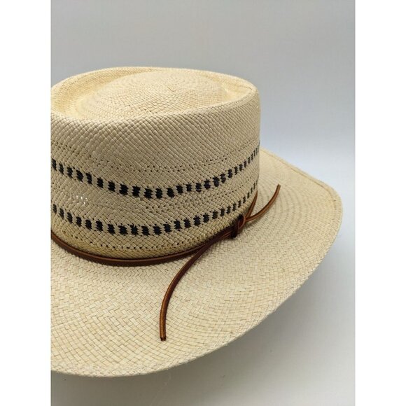 RAG & BONE Cora straw women's boater panama hat -Natural/Tan - SMALL - Picture 5 of 13